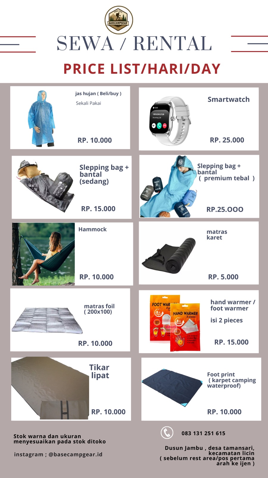 Price List 3 - Tenda & Camping